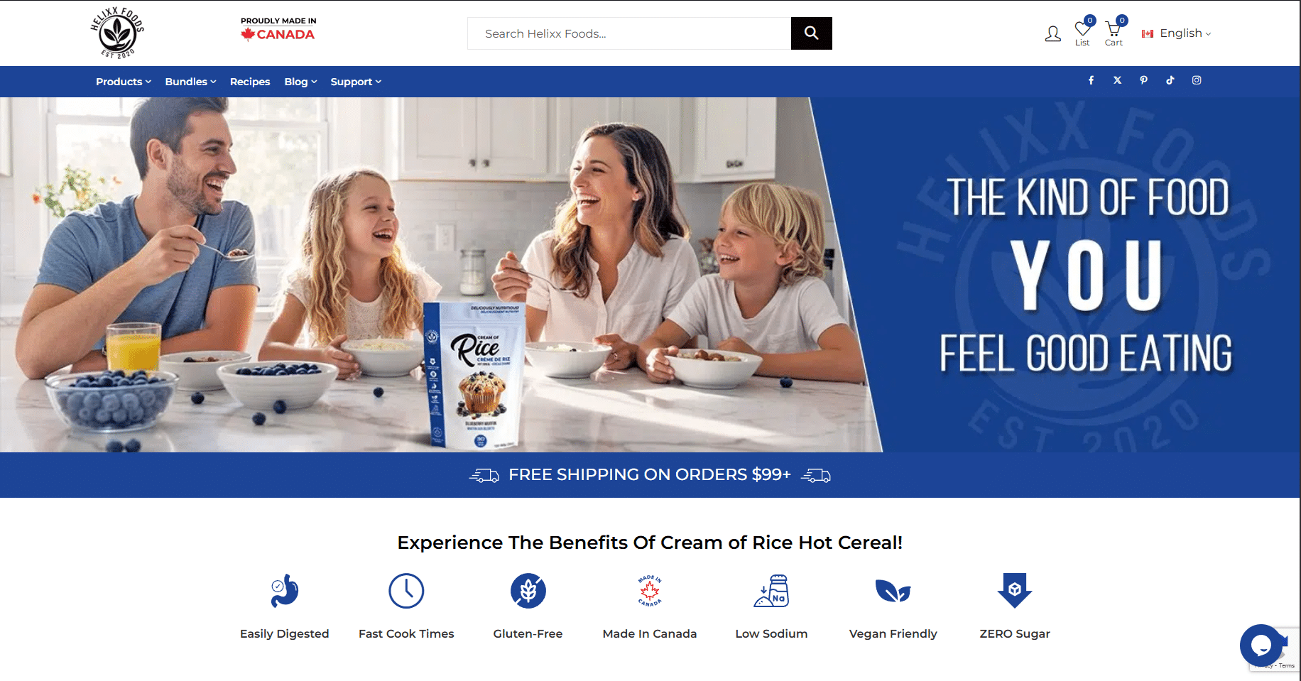 Helixx Foods - Website Design & CRO optimization